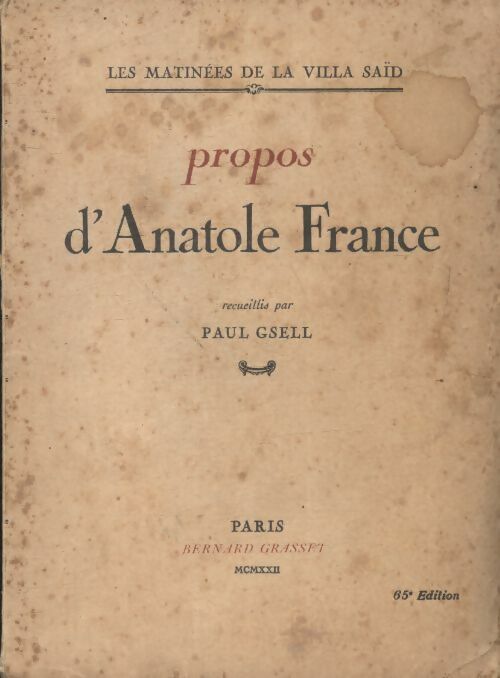 Livrenpoche : Propos d'Anatole France - Paul Gsell - Livre