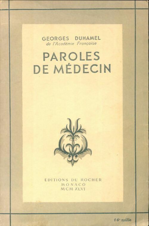 Livrenpoche : Paroles de médecin - Georges Duhamel - Livre