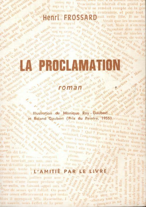 Livrenpoche : La proclamation - Henri Frossard - Livre
