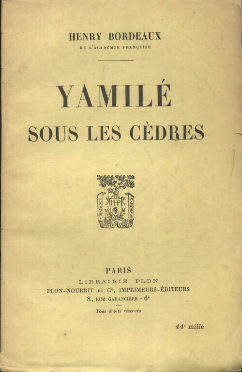 Livrenpoche : Yamilé sous les cèdres - Henri Bordeaux - Livre