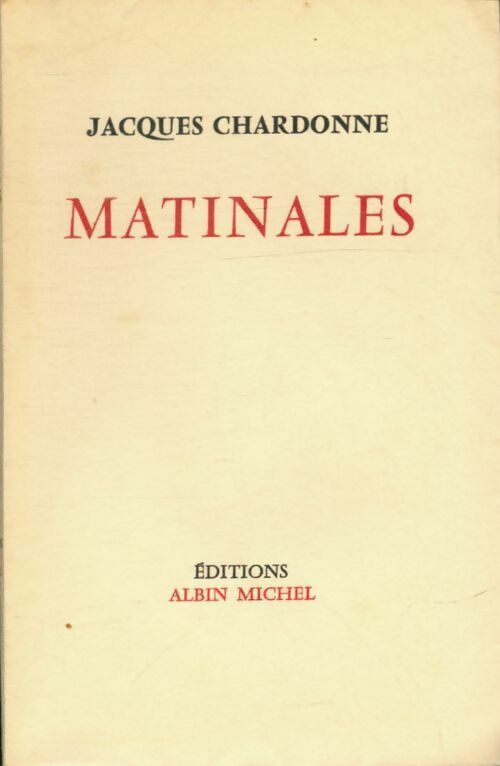 Livrenpoche : Matinales - Jacques Chardonne - Livre
