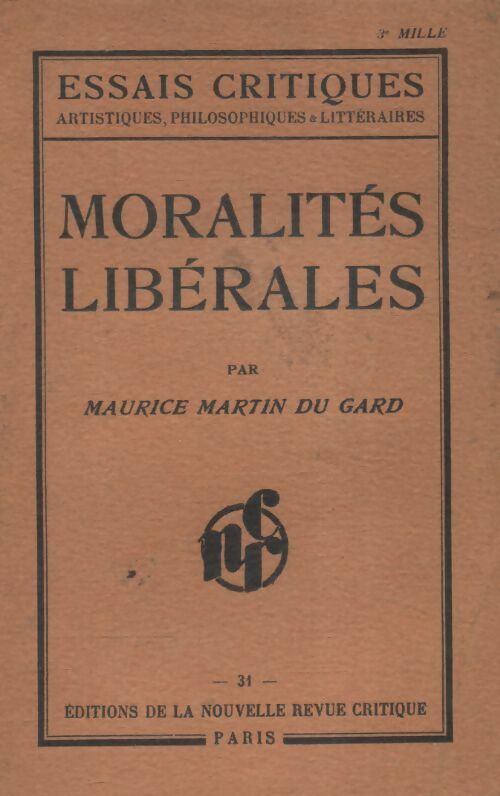 Livrenpoche : Moralités libérales - Maurice Martin Du Gard - Livre
