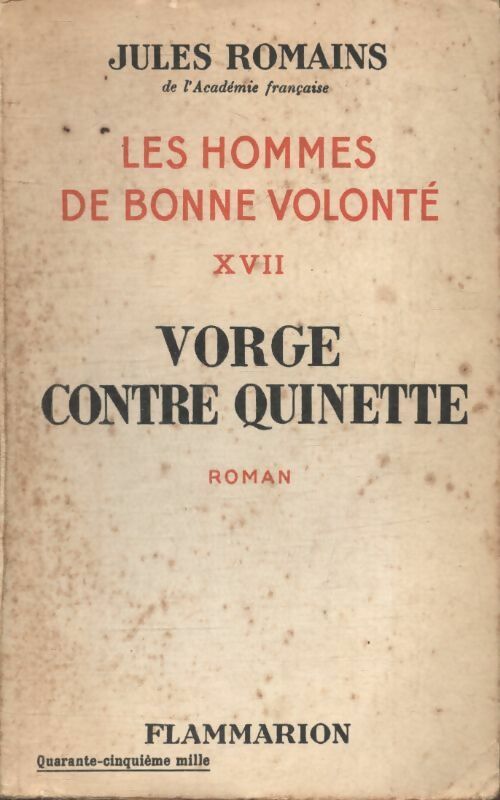 Livrenpoche : Les hommes de bonne volonté Tome XVII : Vorge contre Quinette - Jules Romains - Livre