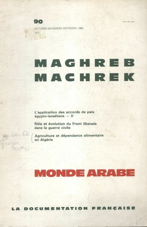 Maghreb machrek n°90 - Collectif -  Documentation française GF - Livre
