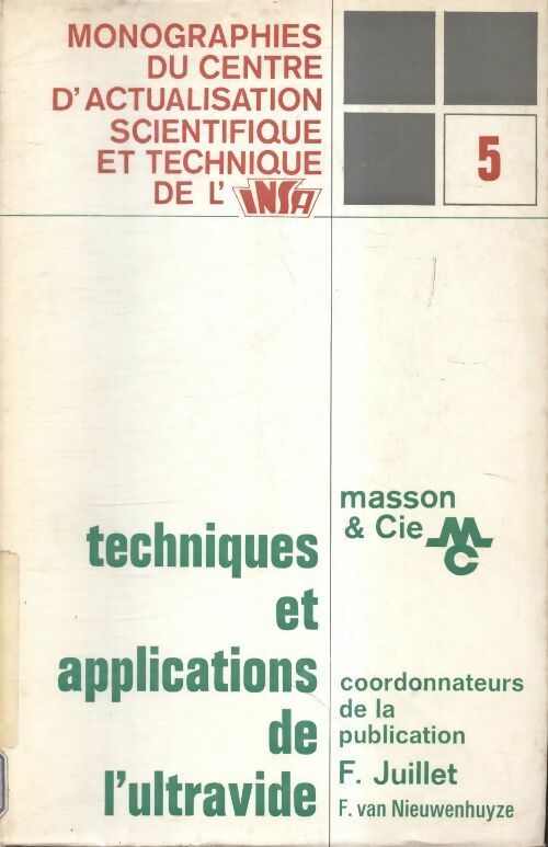 Livrenpoche : Techniques et applications de l'ultravide - Collectif - Livre