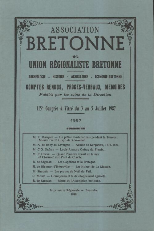 Livrenpoche : Association bretonne et union régionaliste bretonne 1987 - Collectif - Livre