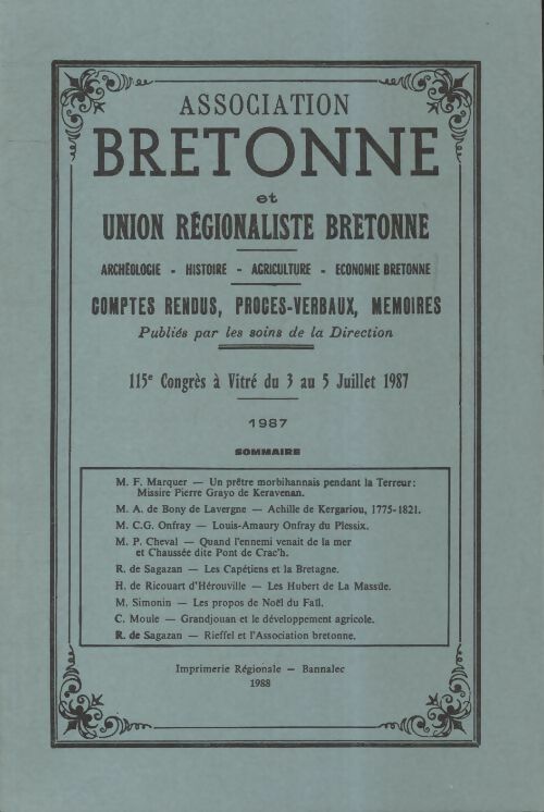 Association bretonne et union régionaliste bretonne 1987 - Collectif -  Association bretonne GF - Livre