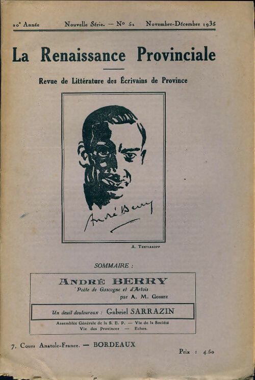 Livrenpoche : La renaissance provinciale n°51 : André Berry - Collectif - Livre
