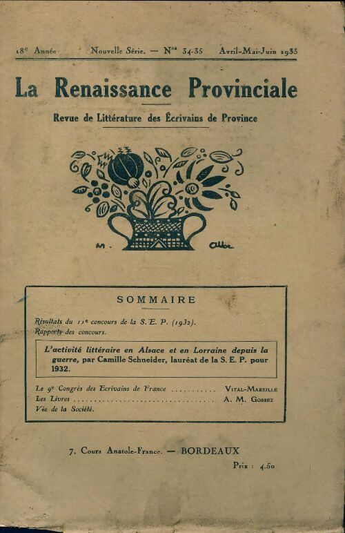 Livrenpoche : La renaissance provinciale n°34-35 - Collectif - Livre