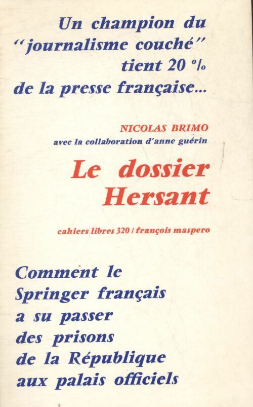 Livrenpoche : Le dossier Hersant - Nicolas Brimo - Livre