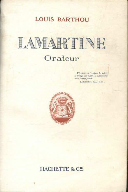 Livrenpoche : Lamartine orateur - Louis Barthou - Livre