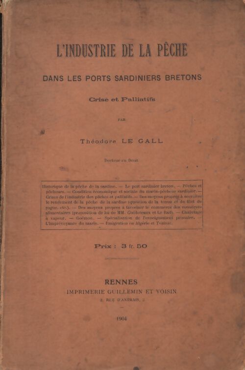 Livrenpoche : L'industrie de la pêche dans les ports sardiniers bretons - Théodore Le Gall - Livre