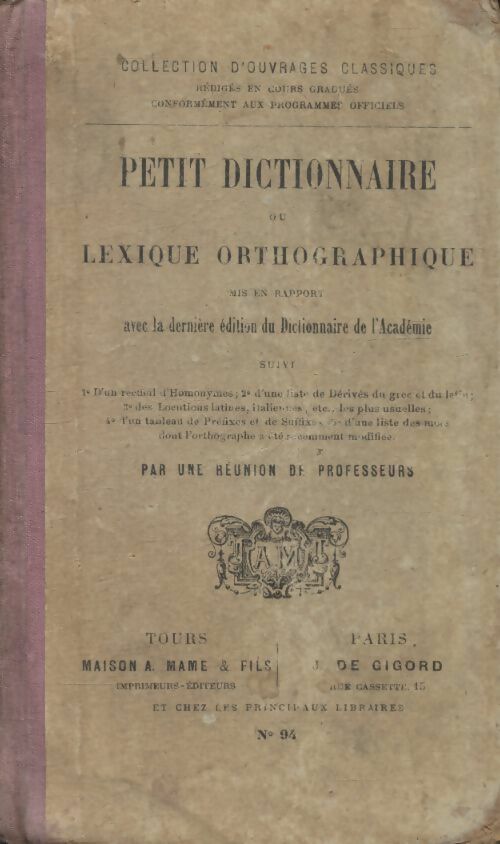 Livrenpoche : Petit dictionnaire ou lexique orthographique - Collectif - Livre