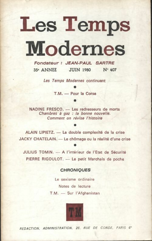 Les temps modernes n°407 - Collectif -  Les Temps Modernes - Livre
