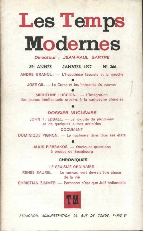Livrenpoche : Les temps modernes n°366 - Collectif - Livre