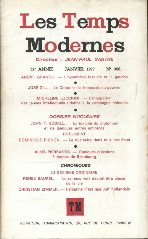 Les temps modernes n°366 - Collectif -  Les Temps Modernes - Livre