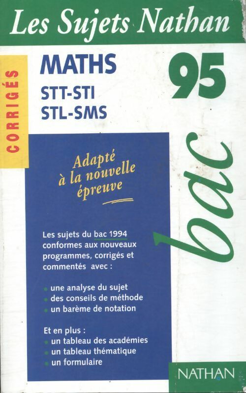Livrenpoche : Maths STT, STI, STL, SMS sujets corrigés - Collectif - Livre