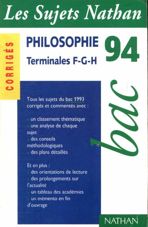 Livrenpoche : Philosophie terminales F,G,H 1994 - Josiane Leborgne-Papazian - Livre