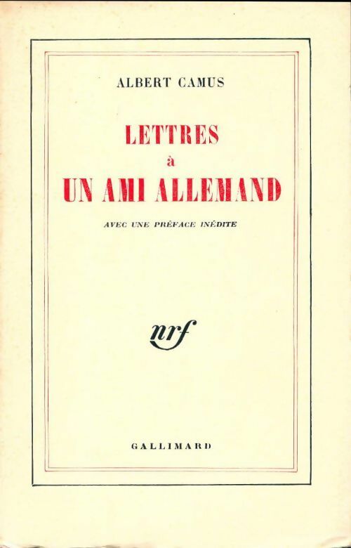 Livrenpoche : Lettres à un ami allemand - Albert Camus - Livre