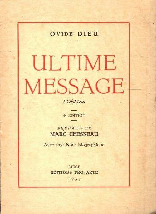 Ultime message - Ovide -  Pro Arte - Livre