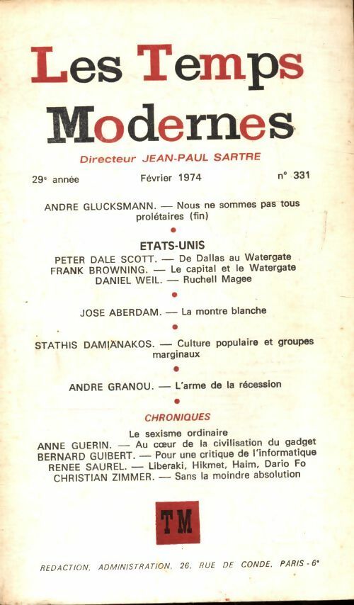 Livrenpoche : Les temps modernes n°331 - Collectif - Livre