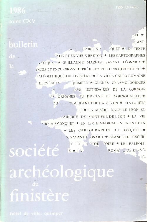 Livrenpoche : Bulletin de la société archéologique du Finistère Tome CXV - Collectif - Livre
