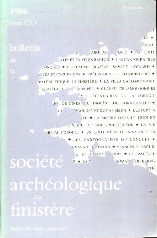 Bulletin de la société archéologique du Finistère Tome CXV - Collectif -  Bulletin de la société archéologique du Finistère - Livre