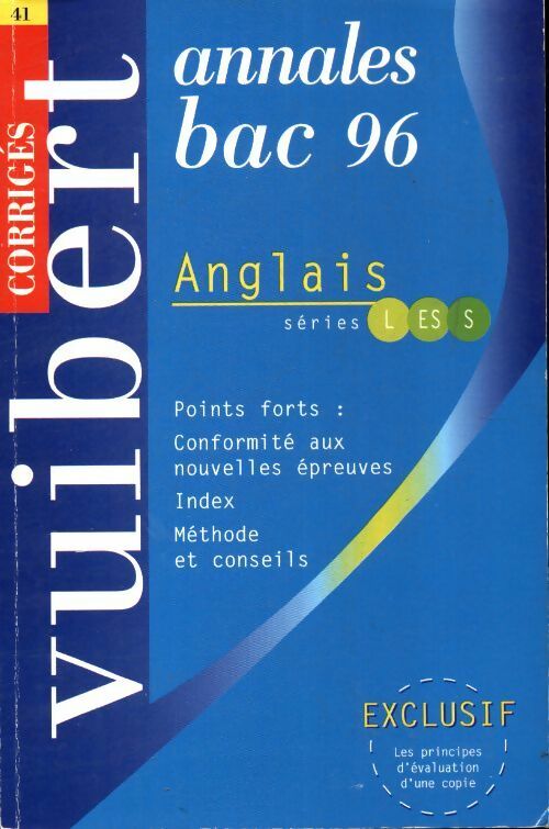 Livrenpoche : Anglais L, ES, S annales 96 - Collectif - Livre