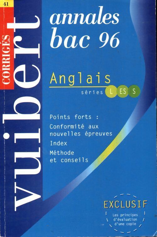 Anglais L, ES, S annales 96 - Collectif -  Vuibert GF - Livre