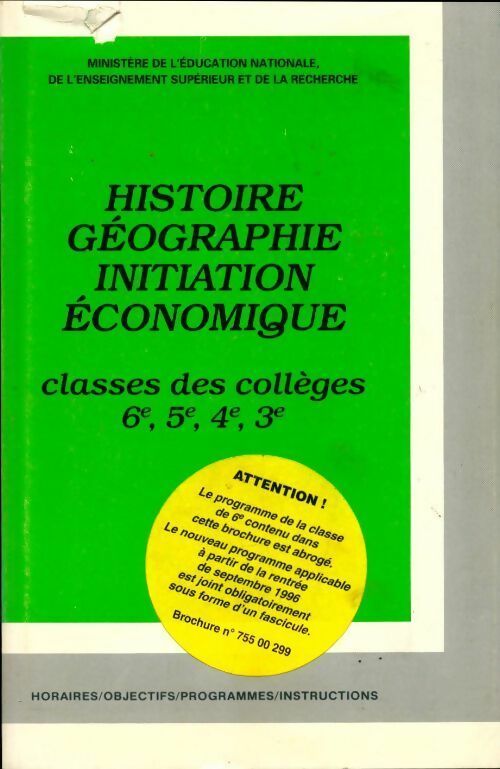 Livrenpoche : Histoire, géographie ,initiation économique classes des collèges - Collectif - Livre