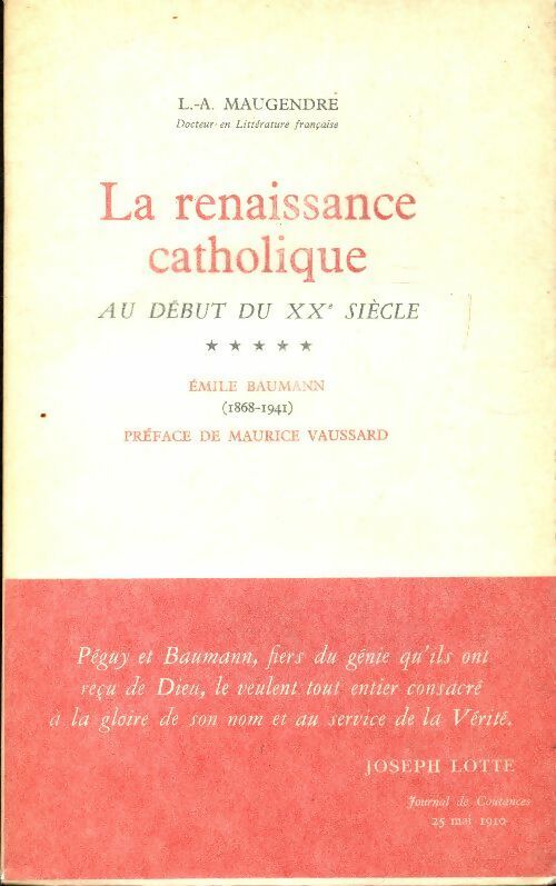 Livrenpoche : La renaissance catholique au début du XXe siècle Tome V - L.-A Maugendre - Livre