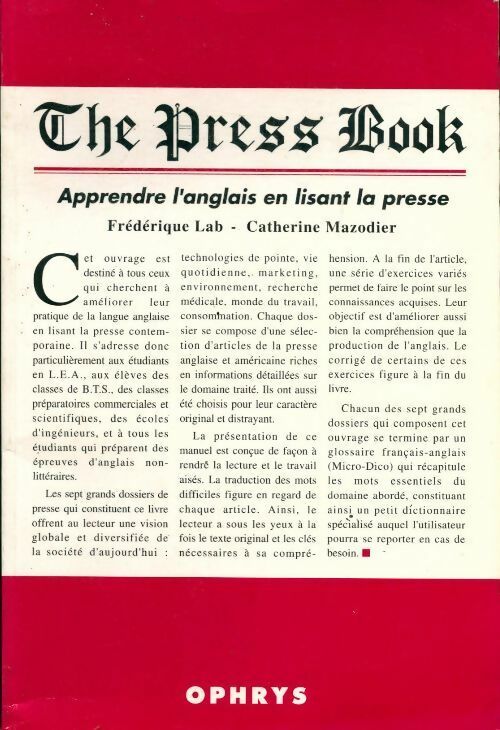 The press book. Apprendre l'anglais en lisant la presse - Frédérique Lab -  Ophrys GF - Livre