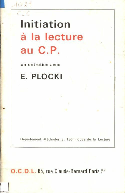 Livrenpoche : Initiation à la lecture au CP - E. Plocki - Livre