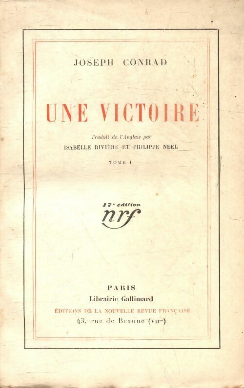 Livrenpoche : Une victoire Tome I - Joseph Conrad - Livre