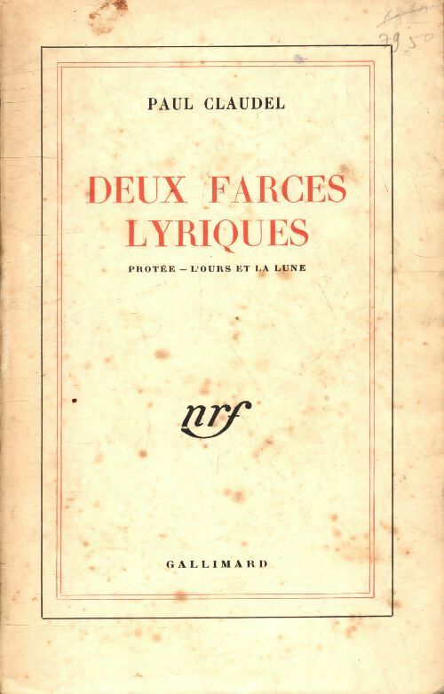 Livrenpoche : Deux farces lyriques - Paul Claudel - Livre