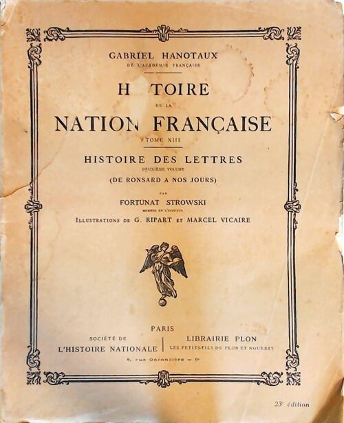 Histoire de la nation française Tome XIII - Gabriel Hanotaux -  Plon GF - Livre