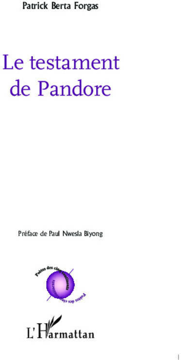 Livrenpoche : Le testament de pandore - Patrick Berta Forgas - Livre