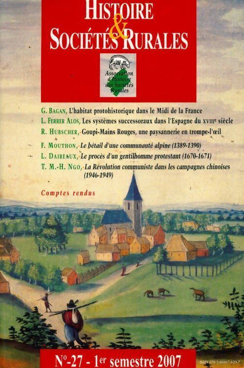 Livrenpoche : Histoire et sociétés rurales n°27 - Ghislain Bagan - Livre