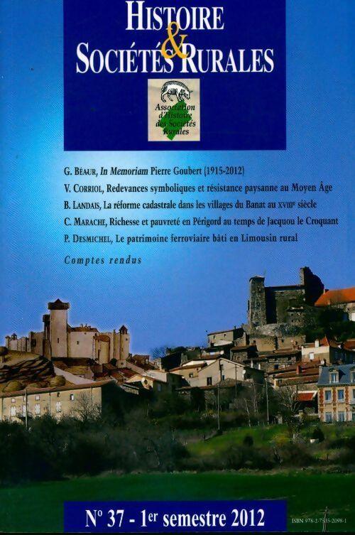 Livrenpoche : Histoire & sociétés rurales n°37 - Jean-Marc Moriceau - Livre