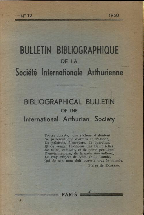 Livrenpoche : Bulletin bibliographique de la société internationale arthurienne n°12 - Collectif - Livre