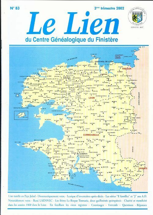 Le lien du centre généalogique Finistère n°83 - Collectif -  Le lien du centre généalogique Finistère - Livre