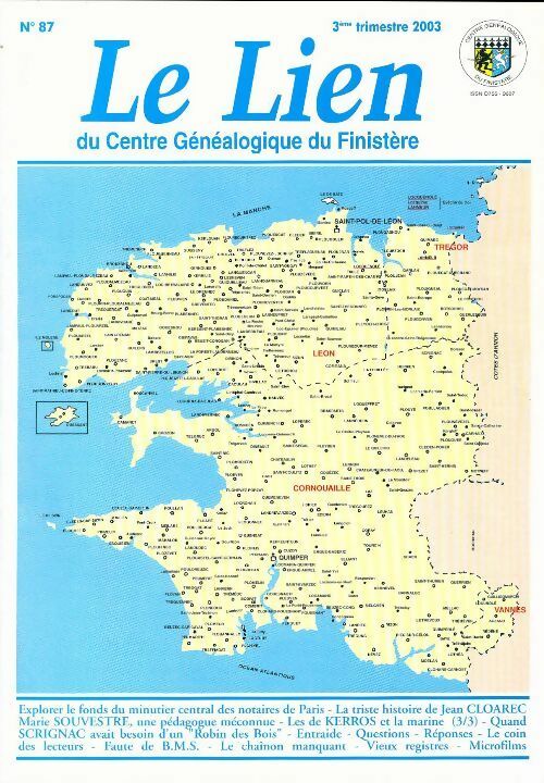 Le lien du centre généalogique Finistère n°87 - Collectif -  Le lien du centre généalogique Finistère - Livre