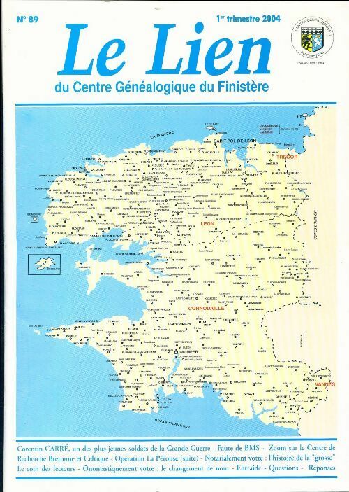 Livrenpoche : Le lien du centre généalogique Finistère n°89 - Collectif - Livre