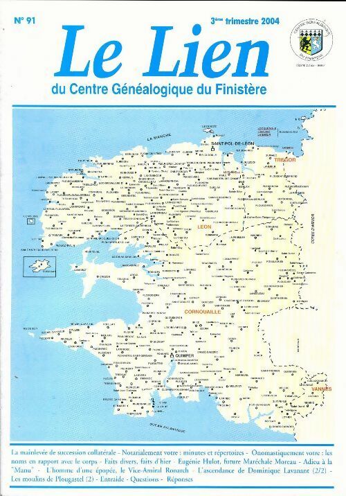 Livrenpoche : Le lien du centre généalogique Finistère n°91 - Collectif - Livre