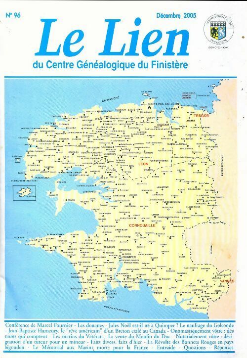 Le lien du centre généalogique Finistère n°96 - Collectif -  Le lien du centre généalogique Finistère - Livre