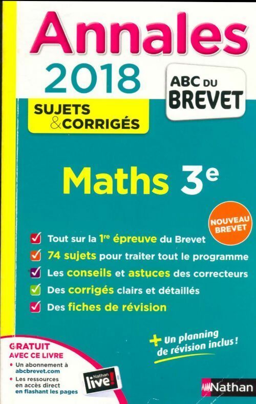 Livrenpoche : Maths 3e Brevet sujets & corrigés 2018 - Carole Feugère - Livre