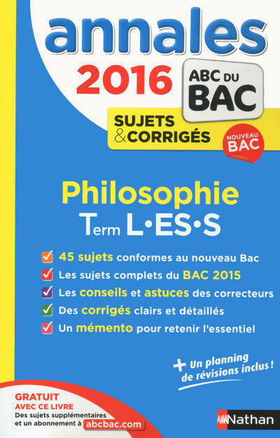Livrenpoche : Philosophie Terminales L, ES, S. Sujets & corrigés 2016 - Collectif - Livre