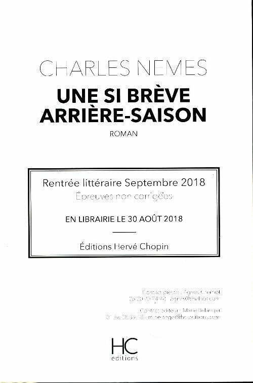 Livrenpoche : Une si brève arrière-saison - Charles Nemes - Livre