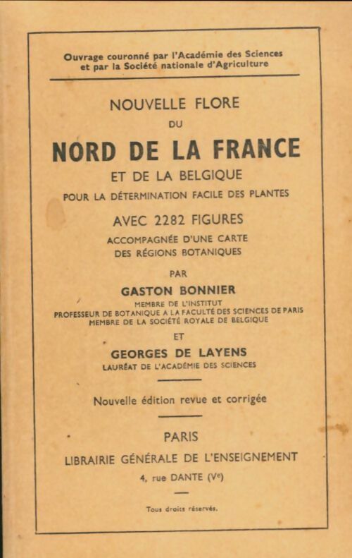 Livrenpoche : Nouvelle flore du nord de la France et de la Belgique - Georges De Layens - Livre