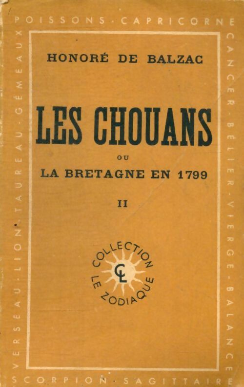 Les chouans Tome II - Honoré De Balzac -  Zodiaque GF - Livre